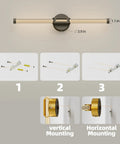Installation guide for JTsupliight Battery Operated Wall Sconce 2 Pack, Type-C Rechargeable, Black, showing mounting options.