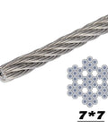 Close-up of 7x7 strand design of 1/8 Inch T316 Stainless Steel Wire Rope For Cable Railing Marine Grade Outdoor Ready And Rust Resistant Pro Grade