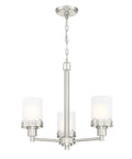Three Light Fashion Kitchen Island Chandelier With Frosted Glass Shades And Hollow Metal Shade, Brushed Nickel Finish