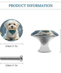 2 Pack Lovely Maltese Dog Cabinet Knobs Round Drawer Pulls Stainless Steel Hardware, showing knob size 1.1x0.8 inches