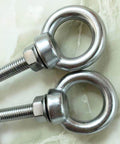 Close-up of Beefy M8 Stainless Steel Shoulder Eye Bolts, 4 Pack, Heavy Duty Eye Bolts with Washers and Nuts, Long Shank, 100mm Thread Length