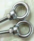 Close-up of Shoulder Eye Bolts M8 Stainless Steel Built Tough Heavy Duty With Washers And Nuts for lifting and securing cables, 2 pack