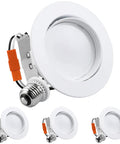 4 Inch Retrofit LED Gimbal Recessed Light Pack Of Four Dimmable Adjustable Downlight With Swivel Eyeball, 3000K Warm White, CRI 90 Plus