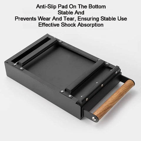 Sturdy Espresso Knocker Drawer And Coffee Knock Box With Shock Absorbing Removable Knock Bar Made From Durable Rubber And Steel, view from above.