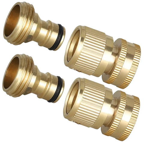 Heavy Duty Brass Quick Connect Hose Fittings Set With Male Thread Adapters And Flexible Tap Connectors Air Line Couplers And Plugs 10 Pack Garden Hose Splitter Kit For Leak Free Watering And Easy Setup brass 3/4-inch hose connectors