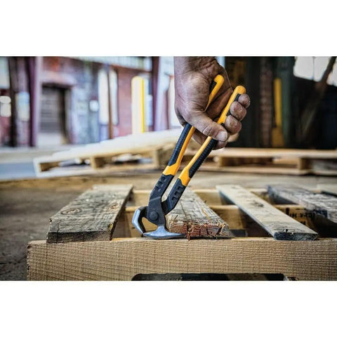Hand using 10 Inch MF End Nipper PLRS Series Heavy Duty Cutter For Framing And Trim Work Durable Steel Build on wooden pallet