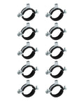 10 Pcs Split Ring Pipe Hangers, 2 Inch Galvanized Steel Pipe Brackets For Wall Or Ceiling Mount, Adjustable Clamp For Plumbing And HVAC, Fits 44-50 Mm Diameter, M8 And M10 Screws, shown in a 10-pack set