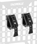 2 Pack Tactical Gun Rack For MOLLE Panels Automotive Rifle Holder with rubber straps on a perforated mounting panel