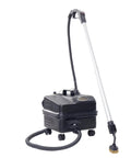 Heavy Duty Commercial Steam Cleaner With 90 Psi And 325 Degrees Dual Boiler Setup For Continuous Refill, compact design with hose and scrub brush.