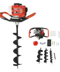 Gas Powered Post Hole Digger With 2.3HP Engine Earth Auger Kit With 3 Drill Bits And 11.81 Inch Extension Rod