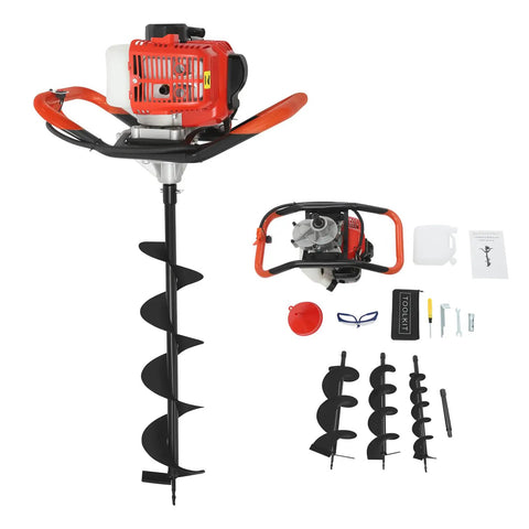 Gas Powered Post Hole Digger With 2.3HP Engine Earth Auger Kit With 3 Drill Bits And 11.81 Inch Extension Rod