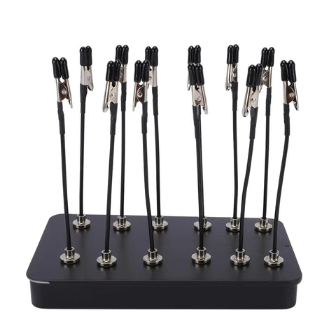 FTVOGUE Magnet Helping Hands Soldering Station Holder with 12 flexible clips on a metal base for stable electronics projects.