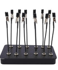 Heavy Duty Magnetic Helping Hands For Soldering Station Plus 12 Flexible Alligator Clips And Steel Storage Box Perfect For PCB Repairs Model Painting And Electronics Projects, showing 12 alligator clips on a black base.