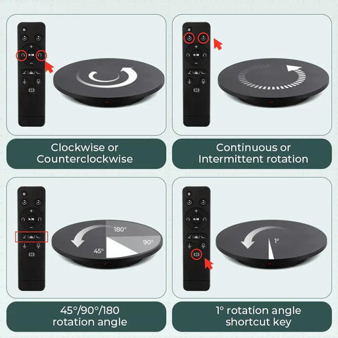 Flyrivergo Large Photography Turntable 24 Inch Rotary Platform remote control features for 360 degree video shoots.