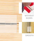 10 Pack Self Adhesive Acrylic Hinges 45x34mm flush mounted on wooden surface showing clear hinge detail