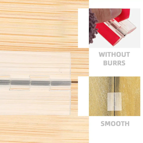Close-up of 10 Pieces Self Adhesive Clear Acrylic Board Hinges For Cabinets And Small Flush Mounts Dope Strong Flexible Hardware viewed in use.