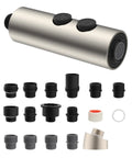 Heavy Duty Stainless Steel Kitchen Faucet Head Replacement Built For No Sweat Upgrades with universal adapters and nozzle.