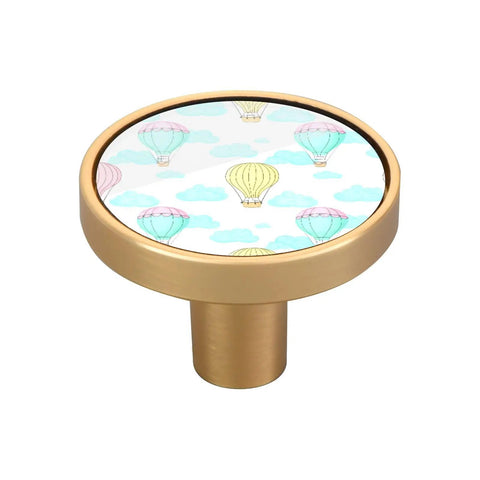 Level Up Your Space Game With This Set Of 4 Premium Gold Hot Air Balloon Cabinet Knobs Featuring Smooth Zinc Alloy Grip And Quick Screw Mounts For Hassle Free Room Makeovers That Seriously Impress, round gold cabinet knob with hot air balloon design.