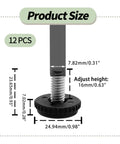 Product size diagram showing Beefy Stainless Steel Furniture Leveling Feet 5/16-18 Thread Adjustable Outdoor Levelers dimensions.