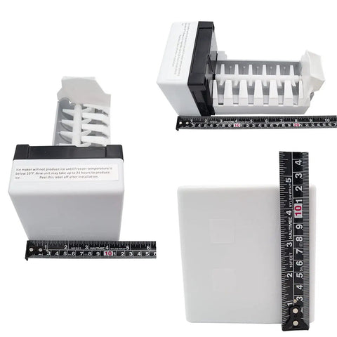 Replacement Ice Maker Assembly For French Door Refrigerators, W10122559 4440694, 6-Cube Heated Mold Tray, with ruler