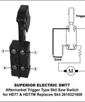 No Fuss Heavy Duty Replacement Trigger Switch With Secure Lock Upgrades Circular Saw Power Delivery Fits Skil And Bosch 125 To 250 Volt 15 Amp Toggle Handle with detailed circuitry diagram.