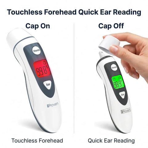 2 In 1 Ear And Forehead Thermometer For Adults Kids And Baby, Fast One Second Infrared Readings, No Touch Forehead Scan And In Ear Mode, Easy Fever Checks For Busy Families, cap on and cap off