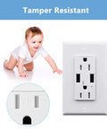 Dual Usb Wall Outlet Featuring 15 Amp Tamper Resistant Ports And 3.6 Amp High Speed Type A Connections Keeping Your Gadgets Fully Juiced Led Indicator Ul Listed 40 Pack Wall Receptacles with baby playing nearby.