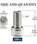 Built Tough Heavy-Duty 5/16-18 X 3/4-Inch Socket Head Cap Screws Bolts 10-Piece Set dimensions and sizing details.