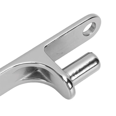 Close-up of Heavy Duty 304 Stainless Steel Farm Gate Hinges Set for Chain Link Fences and Wood Gates, wall mount, weatherproof