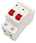 Super Rugged Manual Dual Power Transfer Switch Circuit Breaker 1P 2P with red switches, 25A, designed for garage use.