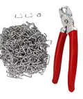 Angled Hog Ring Pliers With 300 Galvanized Hog Rings Spring Loaded Upholstery Installation Kit For Furniture Fencing