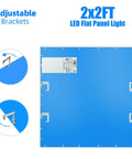 Backside of 2x2 Ft LED Troffer Flat Panel Light with adjustable brackets, 4 Pack 2x2 Ft LED Troffer Flat Panel Light 45W, 5800 Lumens