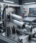 Heavy Duty 12V DC Linear Actuator Serving A Rock Solid 900 Newtons Of No Sweat Push Pull Movement With Waterproof Aluminum Housing And Mounting Brackets For Smooth Small Automation Builds, mounted on a machine.