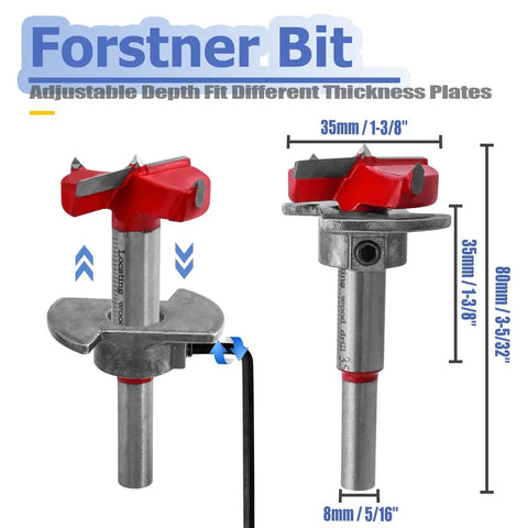 All In One 35mm Forstner Drill Bit And Hinge Jig Set With Door Hinge Hole Template Locator for cabinet hinge drilling.
