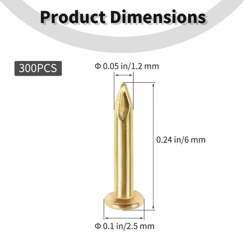 Product dimensions of Hella Durable Copper Plated Tiny Hardware Nails 300 Pack Quarter Inch Gold Carbon Steel Fine Finish Hand Driven Craft Nails.