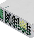 Rock Solid Rail Power Supply With Copper Transformer And Stable Voltage Adjustment For Efficient Reliable Use From AC 100 To 240V In Industrial Settings Such As Control Panels Automation And Test Benches, silver vented side view