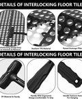Details of Interlocking 12x12 Inch Floor Tiles 12 Pack Soft PVC Non Slip Drainage Tiles With Holes highlighted in image