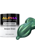 Premium Green Basecoat Midcoat Automotive Paint Gallon Ready To Spray With Slow Reducer For Perfect Panel Coverage And Hella Ultra Smooth Finish Now with can and color swatch.