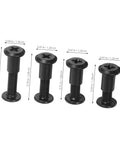 Bulletproof Heavy Duty Lock Screws And Nuts For Furniture Assembly, black steel screws in various sizes and dimensions.