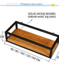 Retro American Wrought Iron And Wood Floating Shelf Ceiling Rack for Hanging Plants and Wine, 140x25x15cm, front view
