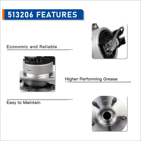 Features of the Front Wheel Bearing Hub Assembly With ABS Drop-In Replacement For 2004-2011 Chevy HHR, 2005-2010 Chevy Cobalt.
