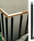 Rock Solid Steel Railing Posts With Adjustable Angle Brackets For Decks Stairs And Porches, installed on a wooden railing.
