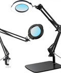 Dope 15X Magnifying Glass Desk Lamp With Metal Base 360 Degree Rotatable Aluminum Arms Five Color Modes And Ten Brightness Levels