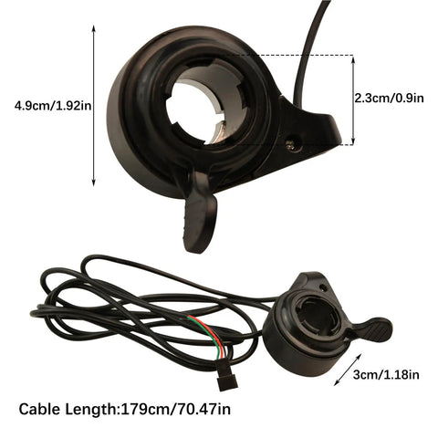 Thumb Throttle Speed Controller For E Bike And Electric Scooter, Universal 22mm Handlebar Thumb Throttle With Three Wires, Finger Accelerator For 12V To 72V Systems, Easy Install, 180cm Cable Length