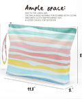 Striped Waterproof Wet Dry Bag Large Travel Organizer Zip Pouch for Swimsuits Diapers Toiletries and Makeup Hangable Handle Design