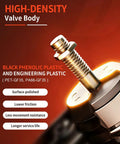 High-density valve body made of black phenolic plastic, featuring a polished surface and designed for low friction performance.