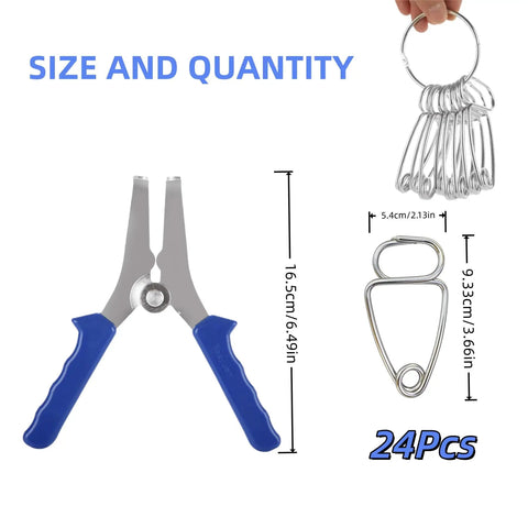 Premium 25Pcs Miter Spring Clamps Kit With Durable Pliers And Storage Ring For Woodworking Pros Creating Fancy Frames And Intricate Projects With Total Ease And Style. 24 stainless clamps with blue pliers and size chart