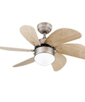 Turbo Swirl Indoor Ceiling Fan With Light 30 Inch Antique Brass Finish Walnut Blades LED Bulb Included Down Rod Only Installation Ideal For Small Rooms Up To 100 Sq Ft, featuring light wood blades and opal glass light