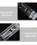 Close-up of transparent 24 Pack Plastic Shelf Support Pegs For 0.79 Inch Thick Panels, self-locking brackets, detailed texture displayed
