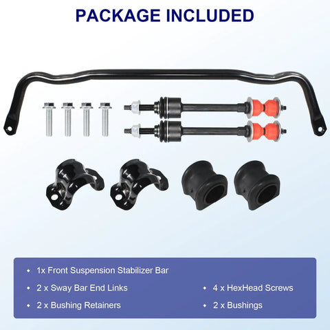 Front Suspension Stabilizer Bar And Sway Bar Link Kit For Dodge Ram 1500 2011 2018 And Ram Classic 2019 2022 4WD Replacing 55398938AC And 55398938AB With K80894 And 5170290 package contents
